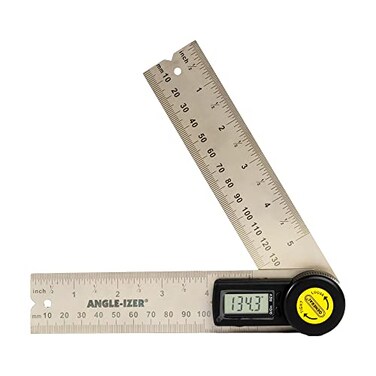 General Tools Digital Angle Finder Ruler822 - 5" Stainless Steel Woodworking Protractor Tool with Large LCD Display