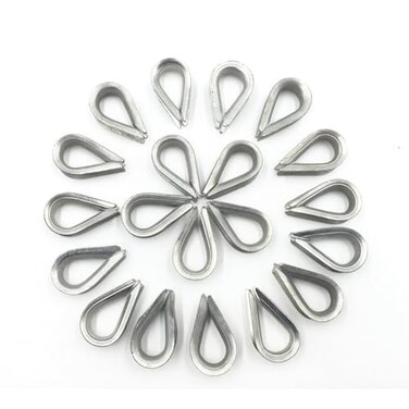 Vafon M6 Galvanized Steel 1/4" Diameter Wire Rope Cable 6mm Thimbles Rigging 20PCS