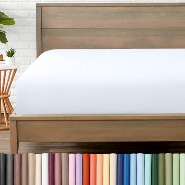 Bare Home SHFK Fitted Sheet - 1800 Ultra-Soft ,Split Head Flex King, White