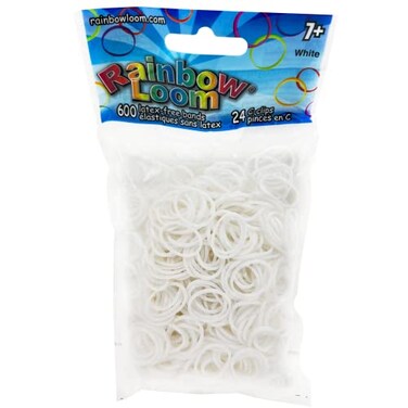 Rainbow LoomWhite Rubber Bands with 24 C-Clips ,600 Count