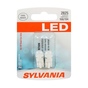 SYLVANIA 2825 T10 W5W LED Mini Bulb, White, Interior Lighting, 2-Pack