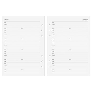 Discagenda Planner Insert Refills 6-Hole Ringbound 60 Sheets 120gsm 80lb 5.8x8.3in ,Contacts, A5