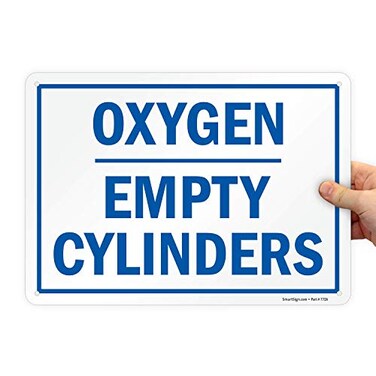 SmartSign 10 x 14 inchOxygen - Full Cylinders Metal Sign, Screen Printed, 40 mil Laminated Rustproof Aluminum, Green and White