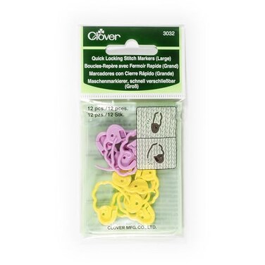 Clover Quick Locking Stitch Markers - Large 12/Pkg