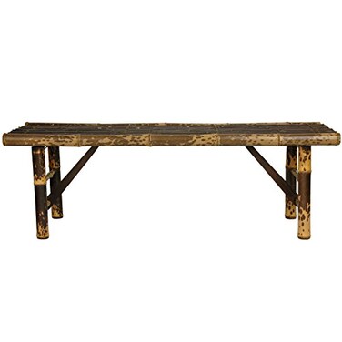 Red Lantern Japanese Bamboo Folding Bench - Dark Brown
