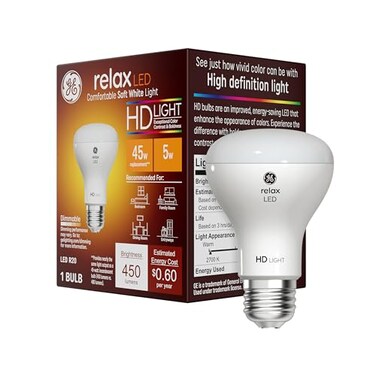 GE Relax LED R20 Floodlight Bulb, Soft White, 45W Replacement, 1 Pack