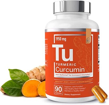 Essential Elements Turmeric Curcumin - Joint, HeartBrain Support - with BioPerine for Optimal Absorption 1950 mg - 90 Count - 30 Servings
