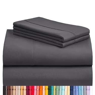 LuxClub Full Size Sheets, CoolingSoft Deep Pocket Bed Sheet Set, 4PC