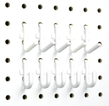 JSP Manufacturing Plastic Locking J HookL Hook Pegboard KitGarage Tool Craft Jewelry Storage Pegboard Organizer ,50, White