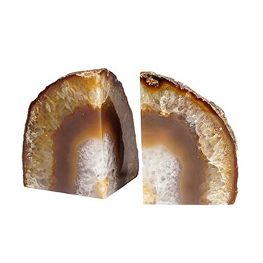AMOYSTONE Natural Agate Bookends Solid Stone Book Ends for Study Shelves