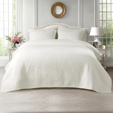 KASENTEX Twin Quilt Set 68x86, Soft Washed 3-Layer Lightweight