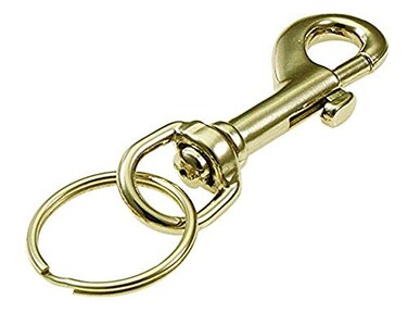 Lucky Line 3" Solid Brass Bolt Snap with 1" Brass Split Key Ring ,45001