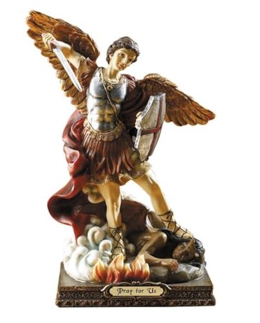 Autom Hand Painted Catholic Devotional Statue, 8.5" Tall, Saint Michael