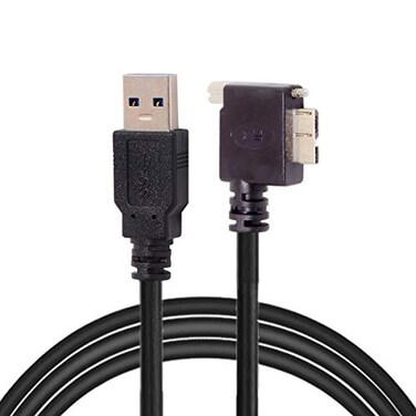 cablecc 1.2m 90 Degree Right Angled Micro USB Screw Mount to 3.0 Data Cable for Industrial Camera