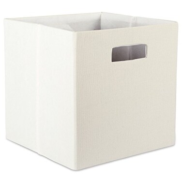 DII Fabric Storage Cube Organizer Bin 13x13x13 Foldable, Off-White