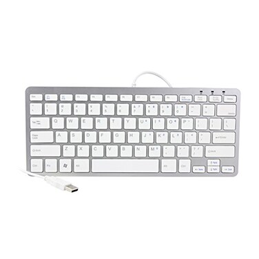 iKKEGOL USB Slim Mini Wired 78 Key Small Super Thin Compact Keyboard for Desktop Laptop PC Win 7 Mac ,White