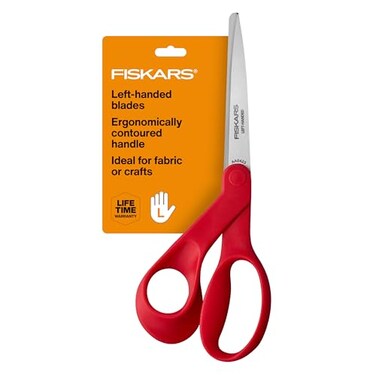 Fiskars 8" Left-Handed All-Purpose Scissors for FabricCrafts, Red