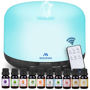 Miserwe Diffuser 500ML Essential Oil Diffuser with Adjustable Mist Mode and 4 Timer Setting Diffuser for Essential Oils Waterless Auto Shut-Off for Home Office Yoga Spa