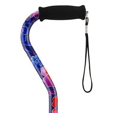 NOVA Designer Walking Cane with Offset Handle, Lightweight Adjustable Walking Stick with Carrying Strap,Maui Flowers Design