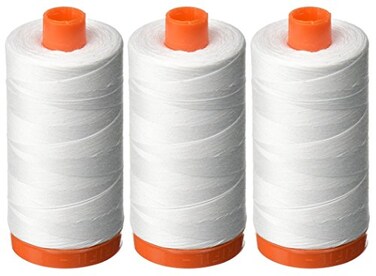 Aurifil 3-PACK - 50WT - White, Solid - Mako Cotton Thread - 1422Yds EACH