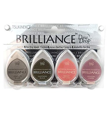 Tsukineko 4-Pack Brilliance Dew Drop Inkpads, Two Tone