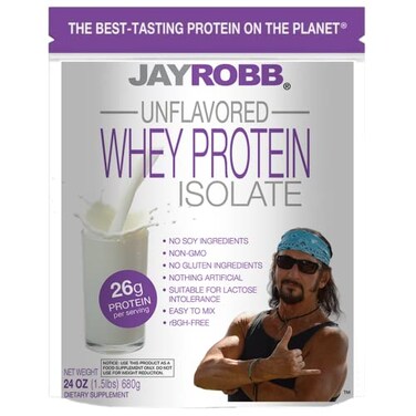 JAYROBB Jay Robb - Grass-Fed Whey Protein Isolate Powder, Outrageously Delicious, Unflavored, 23 Servings ,24 Ounce