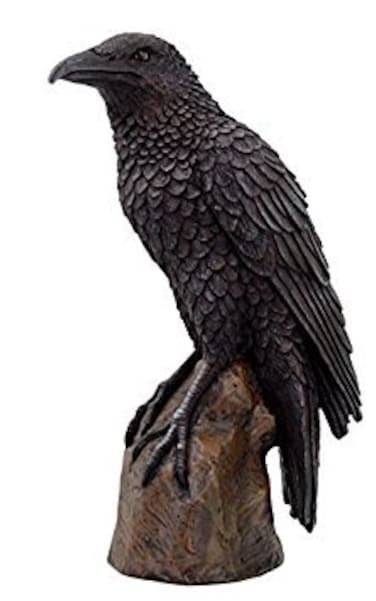 Pacific Giftware Black Raven Bird on Stump Statue Cold Cast Resin Figurine