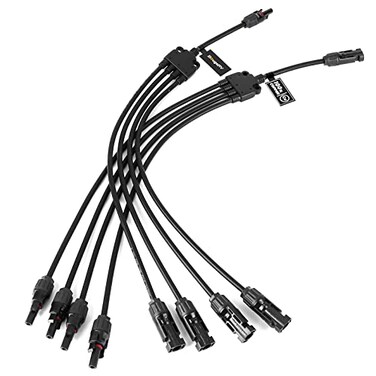 BougeRV Solar Y Branch Connectors Extra Long Solar Panel Parallel Connectors 1 to 4 Solar Cable Wire Plug Tool Kit ,M/FFFF and F/MMMM