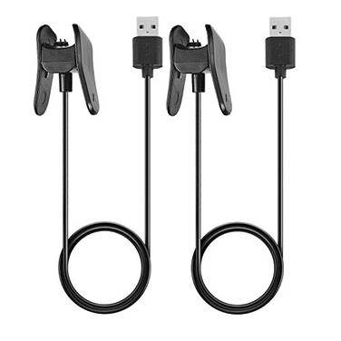 E ECSEM Vivosmart 4 Charger Replacement USB Data Sync Charging Cable Wire Compatible with Garmin Vivosmart 4 Smart Watch, Black - 2Pack