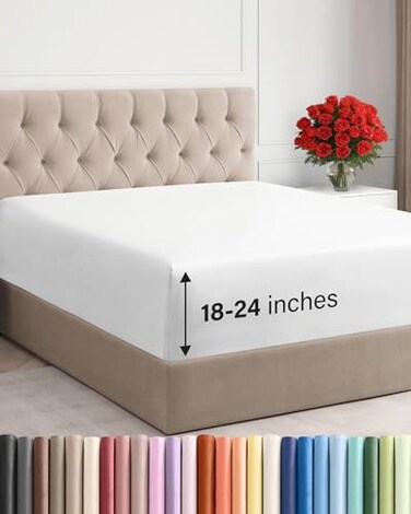 CGK Unlimited CGK Linens Extra Deep Full Fitted Sheet - Fitted Sheet Only - White