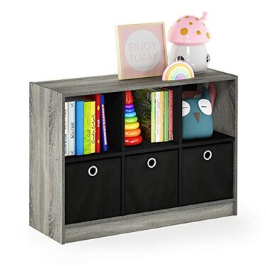 Furinno Basic 6-Cube Book Shelf with Open Shelf, 3 x 2, French Oak