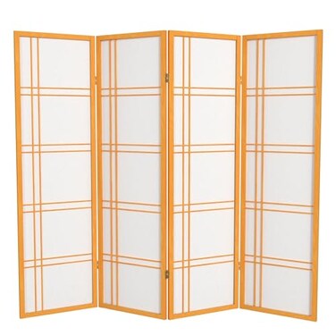 Red Lantern 5 ft. Tall Double Cross Shoji Screen - Honey - 4 Panels