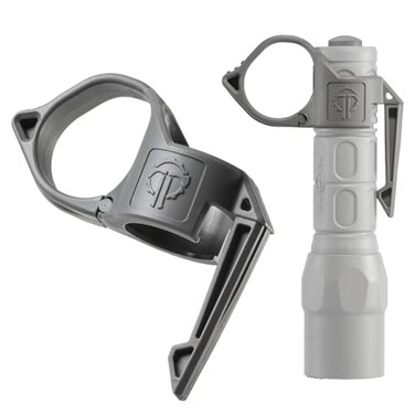 Thyrm Switchback Large 2.0 Flashlight Ring, Pocket Clip for 1 Light, Grey