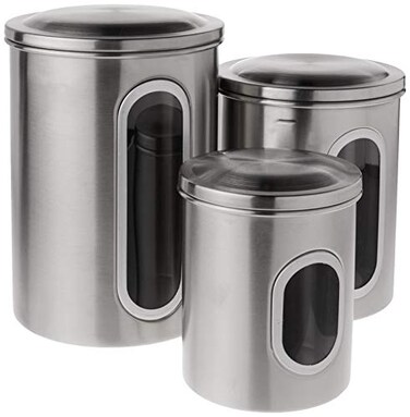 Fox Run Stainless Steel Canister Set For Kitchen Counter, 3 Container Set