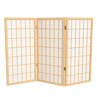 Red Lantern 3 ft. Short Window Pane Shoji Screen - Natural - 3 Panels