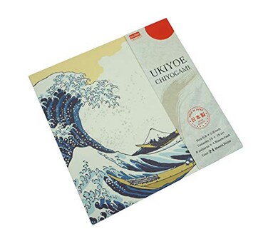 Daiso Japan Origami Ukiyoe Chiyogami Paper 6x4 Inches, 24 Sheets, Rectangular, Texture Laid, Crafts