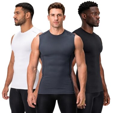 DEVOPS 3 Pack Men's Compression Shirts Sleeveless Tank Top Baselayer