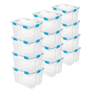 Sterilite Gasket Storage Box with Lids for HomeOffice, 80 Quart, 12-Pack