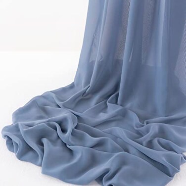 MLMW Chiffon Fabric by the Yard Sheer Fabric for Draping,Dusty Blue