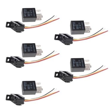 ESUPPORT Car Heavy Duty Relay Switch 12V 30A SPST 4Pin Relay Wire Socket