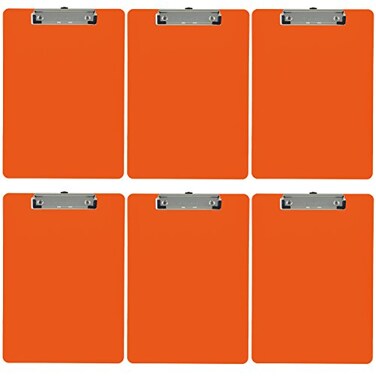 Trade Quest Orange Plastic Clipboards Letter Size Low Profile ,6-Pack