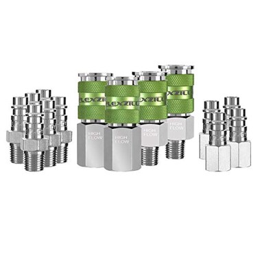 Flexzilla Pro High Flow CouplerPlug Kit, 1/4" NPT, 14-Piece - A53458FZ