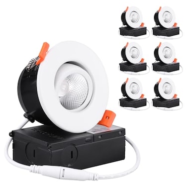 TORCHSTAR 6-Pack 3 Inch Gimbal LED Recessed Light, CRI 90Dimmable, 5000K