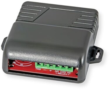Seco-Larm SA-025Q Multi-Purpose Programmable Timer, 12-24VDC Auto-sensing Operation, Built-in Reset Function, Functions Programmed via DIP Switches, Form-C Relay