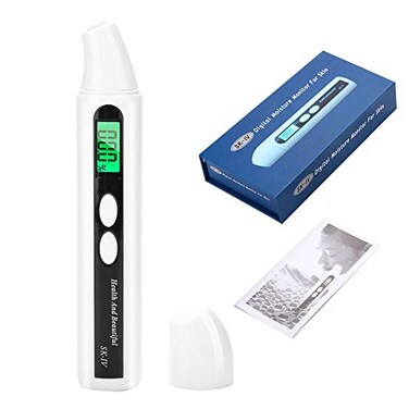 Zerone Skin Moisture Analyzer Digital Hydration Tester, 0-99.9% Accuracy Rechargeable LCD for Face