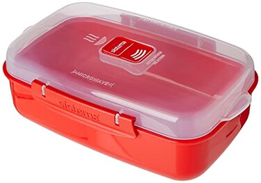 Sistema Microwave Cookware Rectangular Bowl, 41.6 Ounce/ 5.2 Cup, Red