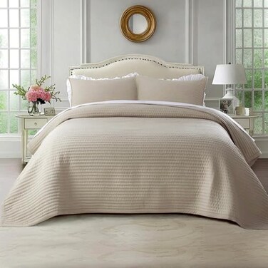KASENTEX Oversized King Quilt Set 112x106, Soft Washed 3-Layer Lightweight