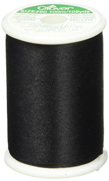 Clover 701CV-402 50 WT Silk Thread, 109 yd, Black