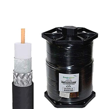 Perfect Vision RG6 Coax, Single RG6 Solid Copper, Black 1000FT EnviroReel