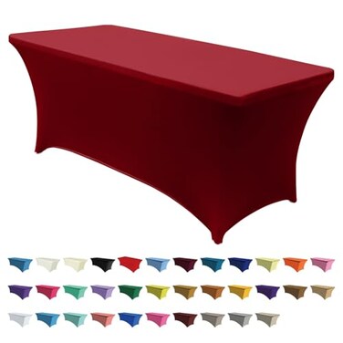 ABCCANOPY 6FT Spandex Table Cover, Stretch Fitted Tablecloth, Red